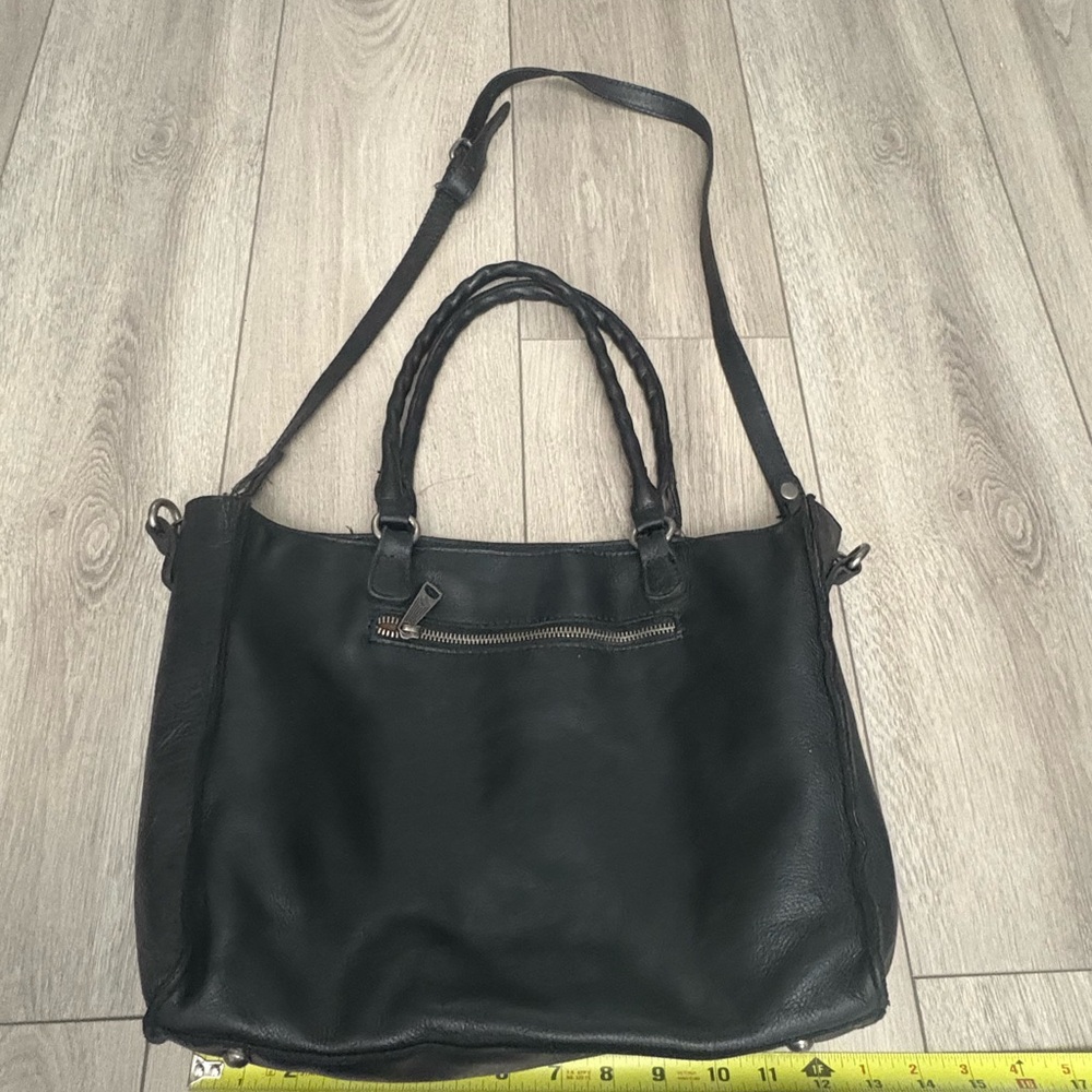 Patricia Nash Black Leather Studded Double Handles Zipper Satchel Bag - Picture 4 of 11